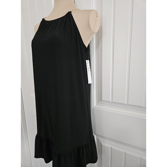 Nicole Miller Black Dress Gold Chain Straps A Line Size S Nwt - Picture 5 of 10
